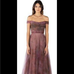 OFF THE SHOULDER DRAPED A-LINE GOWN